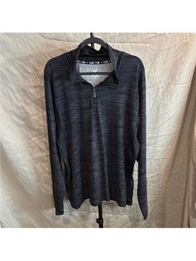 Game Time Men's Long-Sleeve Quarter-Zip Polo - Black Heather